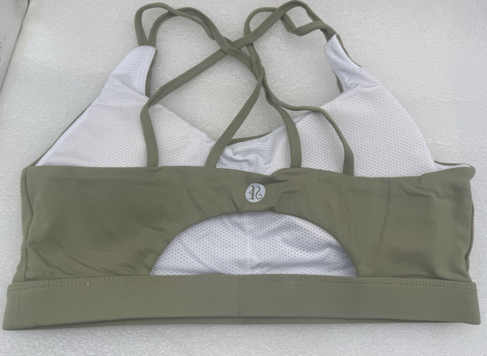 RUNNING GIRL Sports Bra, Criss-Cross Back Padded Sports Bra, Olive Green Sz-M...